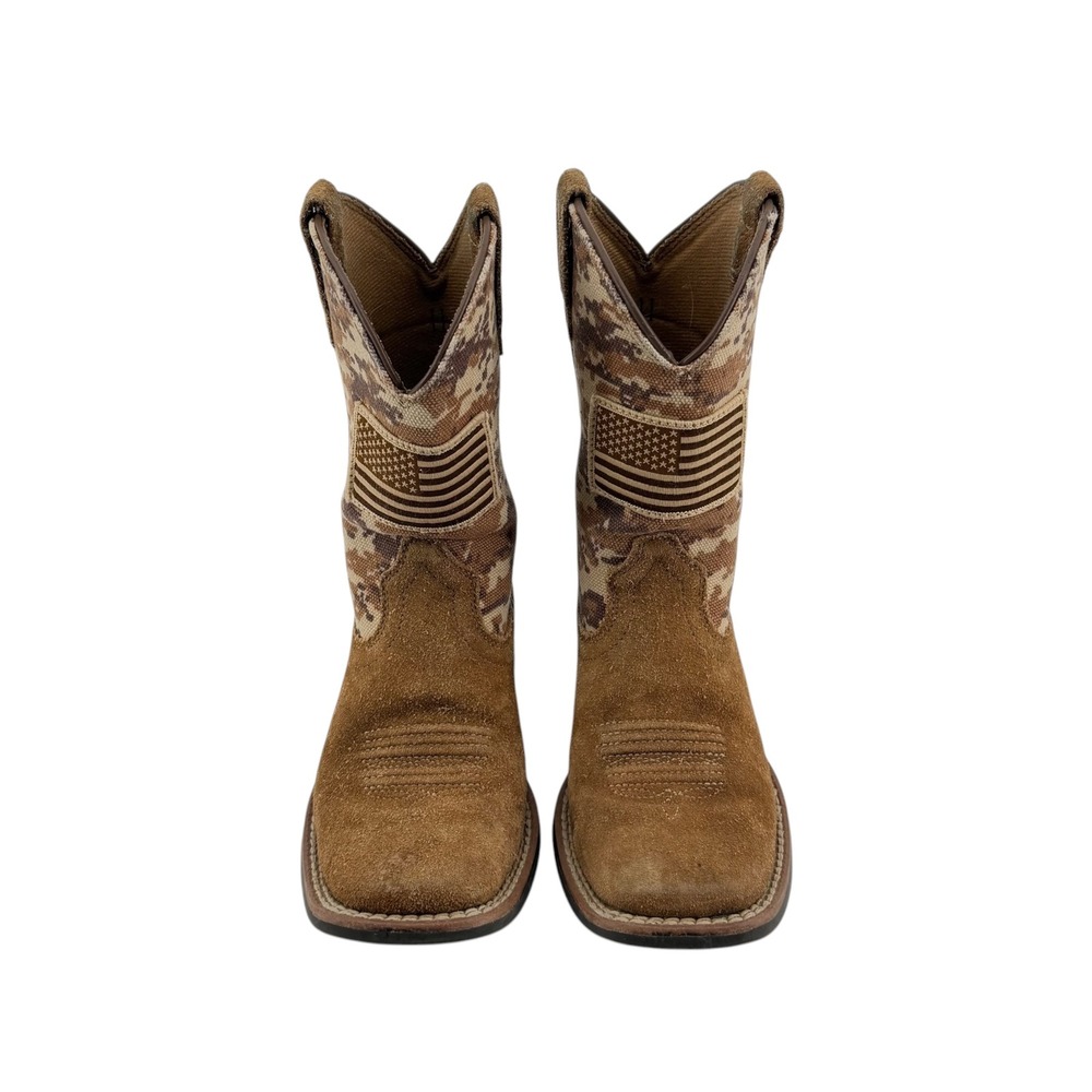 Ariat Boys Patriot Digital Camo American Flag Western Boots 10019913 Brown 11